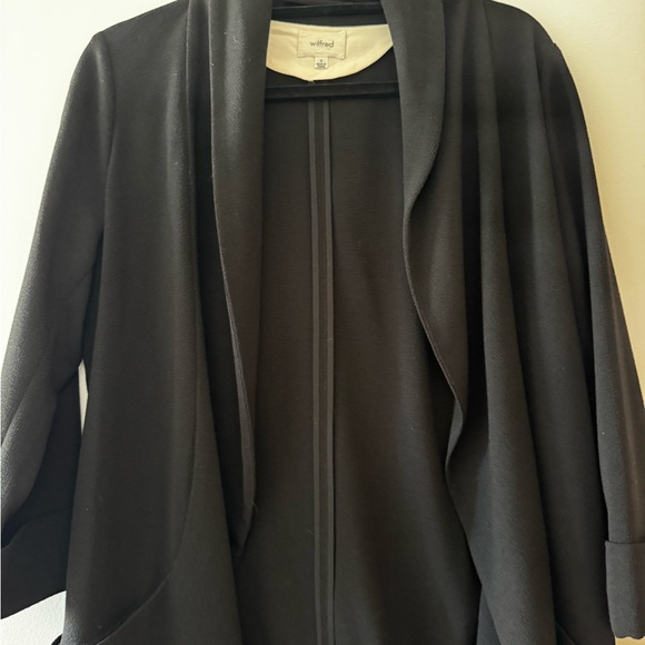 Aritzia Wilfred Black Draped Open Front Jacket / Blazer - Picture 3 of 6